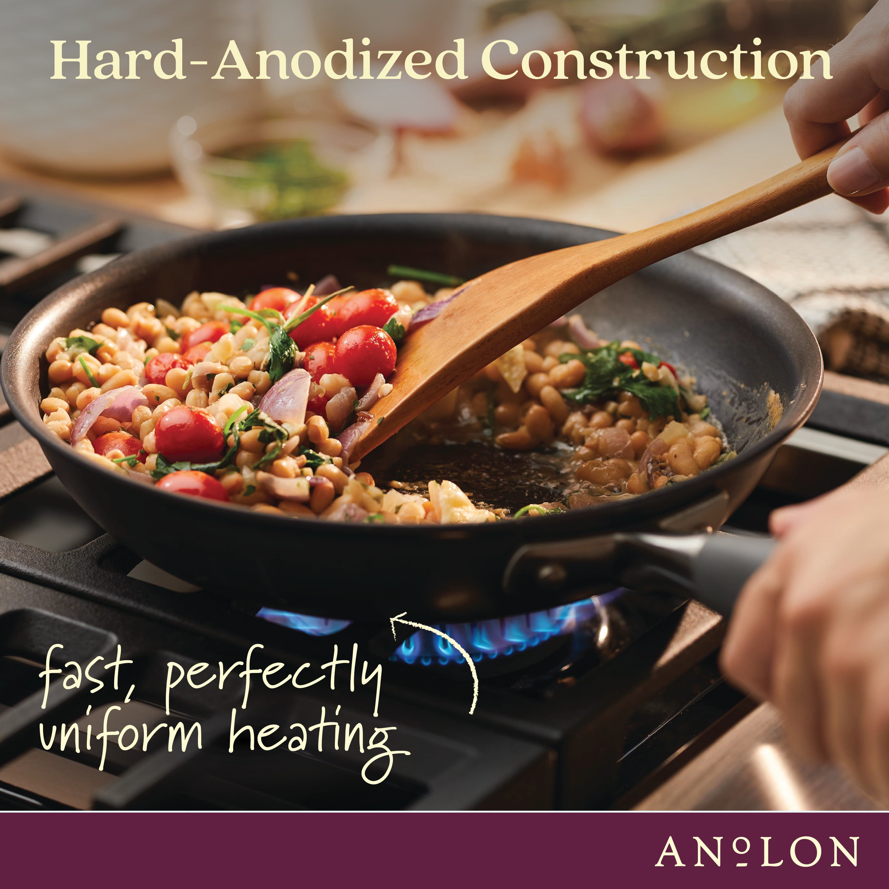 Anolon Advanced Home 12.5 Inch Hard-Anodized Nonstick Divided Grill and Griddle Pan, Moonstone