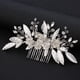 thumbnail image 1 of Nvzi Horquillas para el pelo de boda con flores para novias, peinetas con perlas de cristal, pinzas para el pelo, accesorios para el pelo de boda dorados, joyas plateadas, 1 of 5