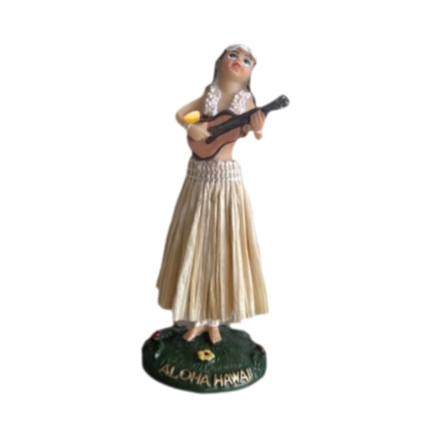 Estatua de niña con falda para salpicadero de coche, muñeca, obra de arte, decoración de mesa, colecciones Beige tocando la guitarra