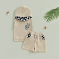 thumbnail image 3 of Gupgi 2PCS Baby Boy Summer Clothes Sleeveless Plaid Hooded Tank Tops+Shorts Set, 3 of 9