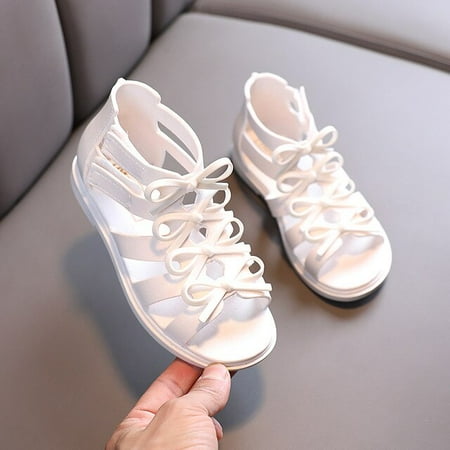 

Summer Roman Sandals Girls Gladiator Boots Narrow Band Fashion Princess Soft Bottom Shoes Baby Beach Shoes