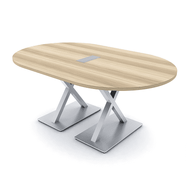 6X4 Racetrack Shaped Conference Room Table X Bases And Electric Unit