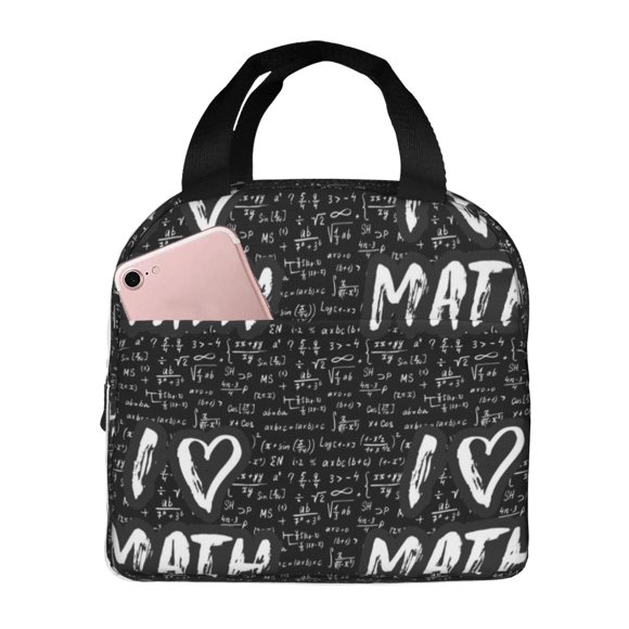 Easygdp I love Math Bolsa Térmica Premium - Tela Oxford Impermeable, Gran Capacidad, Bolsillo Frontal, Unisex para Trabajo, Escuela, Actividades al Aire Libre y Picnics