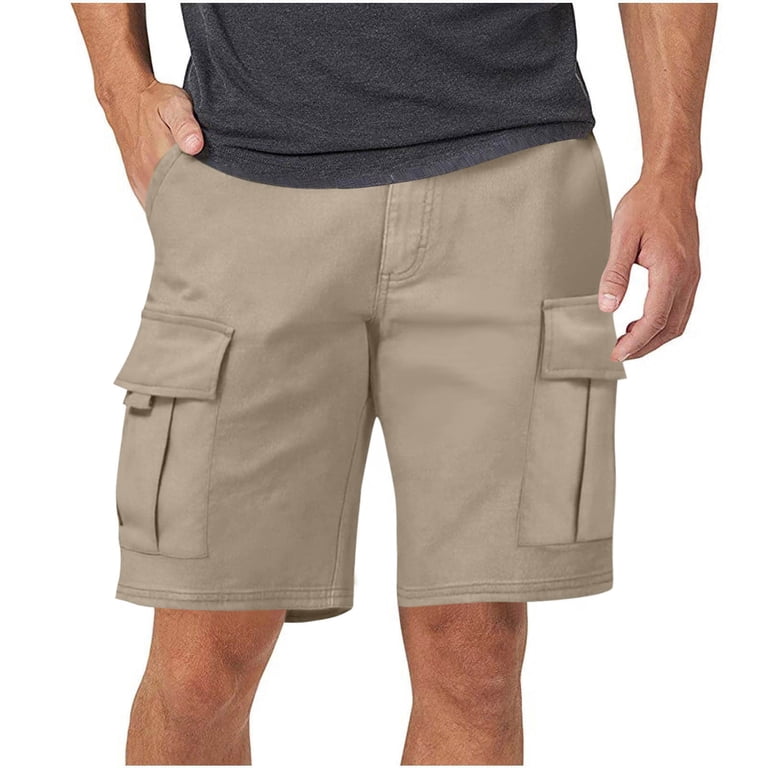 FDGIU Cargo Shorts Men Faddish Outdoors Solid Casual Pocket Button