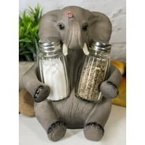 Ebros African Bush Elephant Glass Salt & Pepper Shakers Holder Decor 7" H