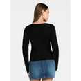 thumbnail image 3 of Madden NYC Women's Lace Trim Long Sleeve Henley Top, Sizes XXS-XXL, 3 of 5