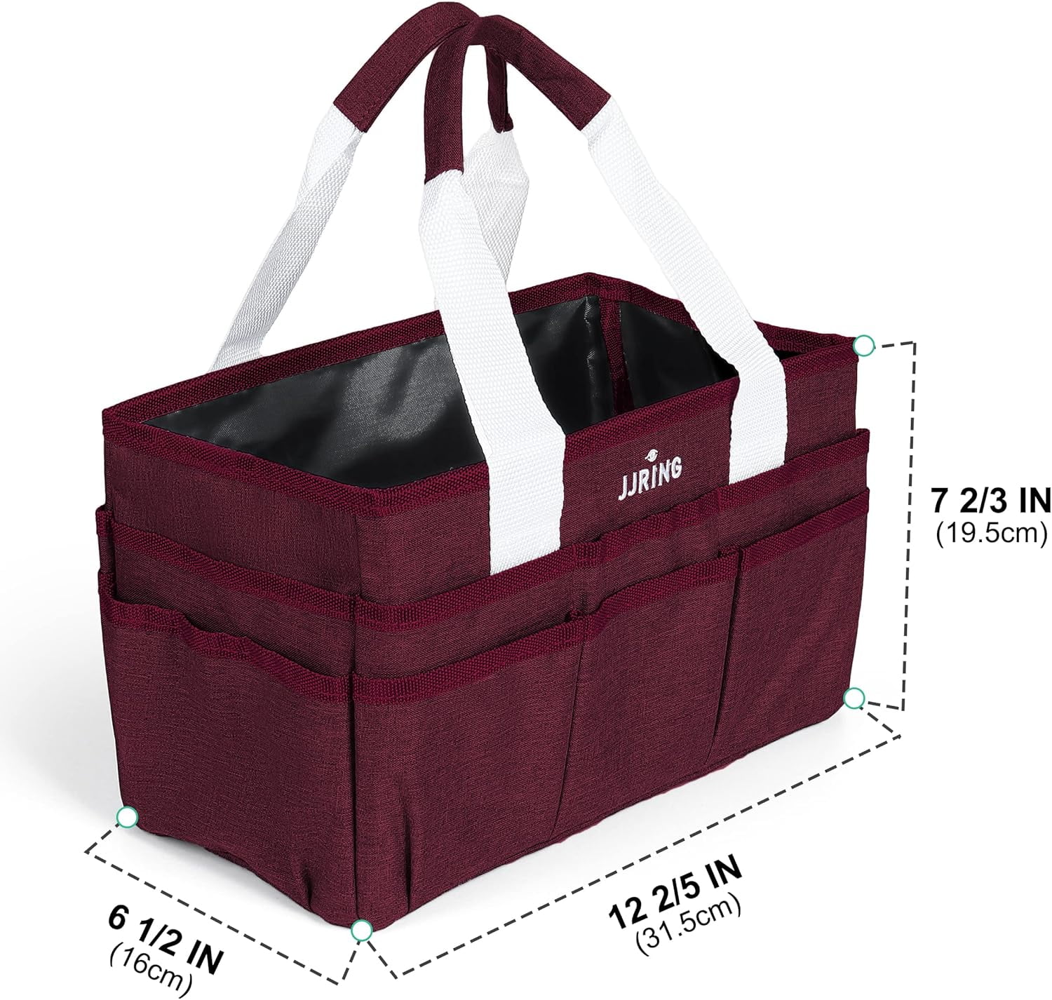 LAVFOX Craft Organizer Tote Bag, Multi-Pocket Art Storage Caddy Bag for Sewing, Scrapbooking, and Painting, Portable Desktop Utility Organizer for School, Medical, and Office Supplies, Burgundy