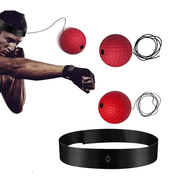 Boxing Reaction Ball Set - Elastic Cord Headband Training Tool, Balls for Punch Speed & Hand-Eye Coordination