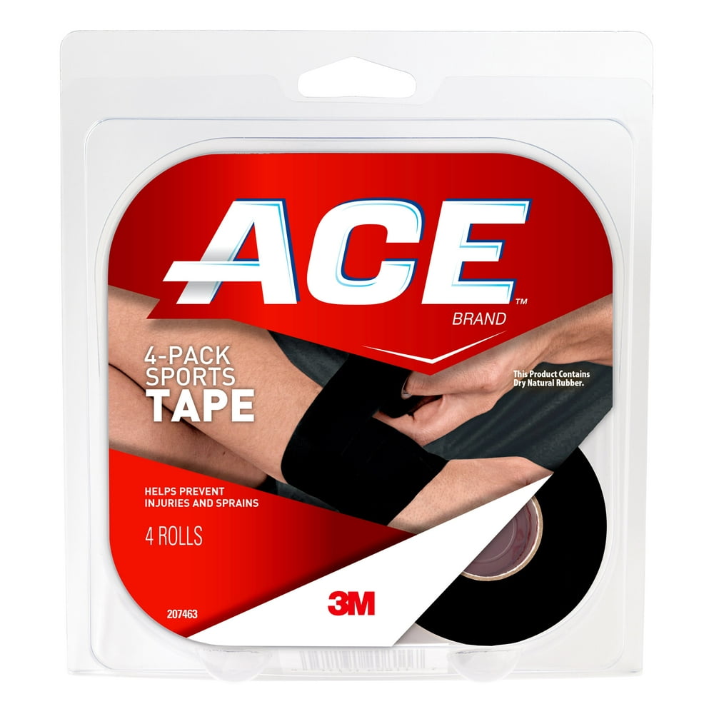ACE Sports Tape, 1.5 in. x 360 in., Black, 4 Rolls