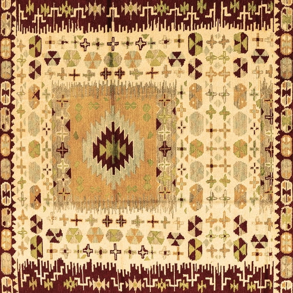 Ahgly Company Indoor Square Abstract Brown Modern Area Rugs, 4' Square
