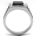 thumbnail image 3 of Luxe Jewelry Designs Men's Stainless Steel Ring with Black Jet Synthetic Stone - Size 8, 3 of 4