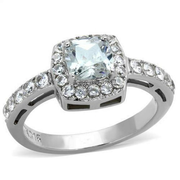 TK1899N - High-Polished Stainless Steel Ring with AAA Grade CZ in Clear