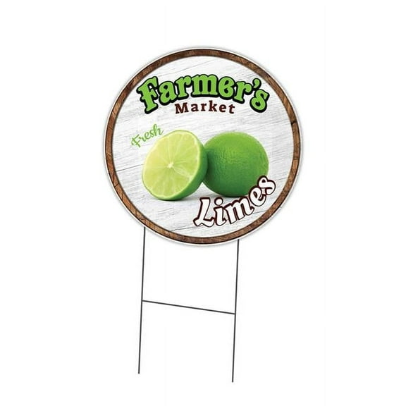 SignMission C-24-CIR-WS-Limes Corrugated Plastic Sign with Stakes 24 in. Circular - Farmers Market Limes