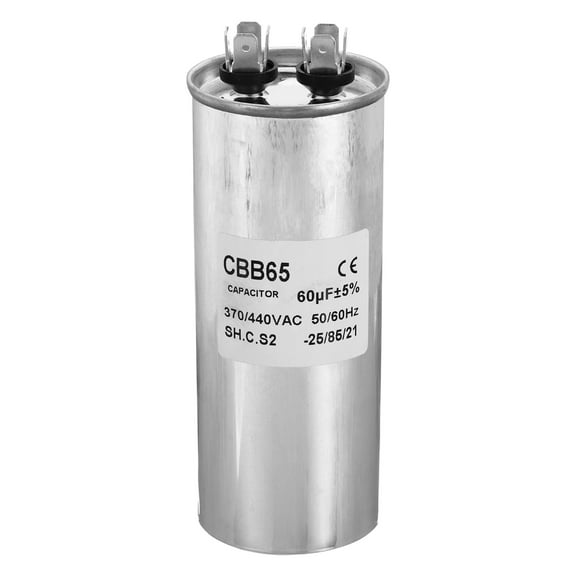 Uxcell CBB65 60uF Run Capacitor,60mfd 1Pcs AC 370/440V Aluminum Case with 2 Terminal