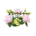 thumbnail image 2 of Iumwxz Artificial Rose Candle Holder Wreath for Valentine's Day Decor 23cm Diameter Tabletop Centerpiece with Yellow White Roses and Leaves No Vase Included, 2 of 6