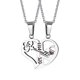 thumbnail image 1 of Juego de 2 piezas de rompecabezas con colgante de medio corazón de acero inoxidable para él y ella Plata, 1 of 9