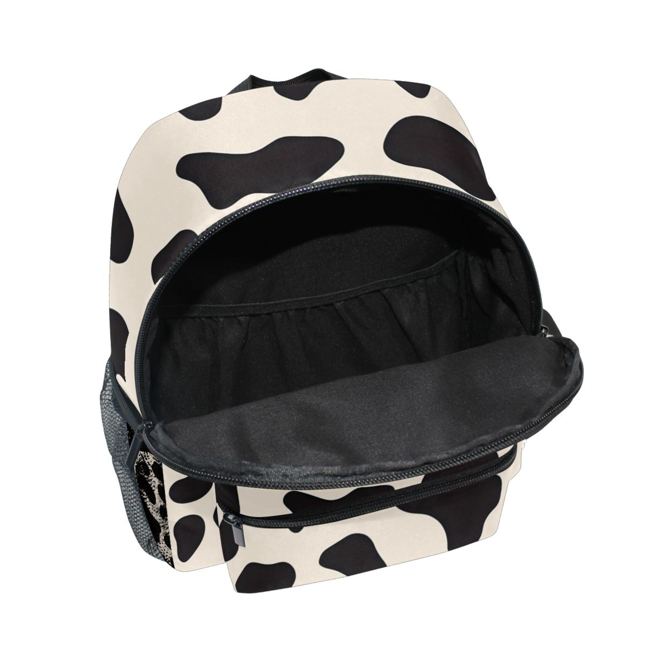Cow Print Pattern Mini Backpack Cute Small Backpack with Chest Strap and Whistle Ages 3-8