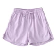 thumbnail image 3 of ZHOGXU Kids Baby Girls Summer Sports Shorts Elastic Waist Solid Color Breathable Lightweight Fashion Shorts For Casual Daily Wear ,Purple,8-9 Years, 3 of 9