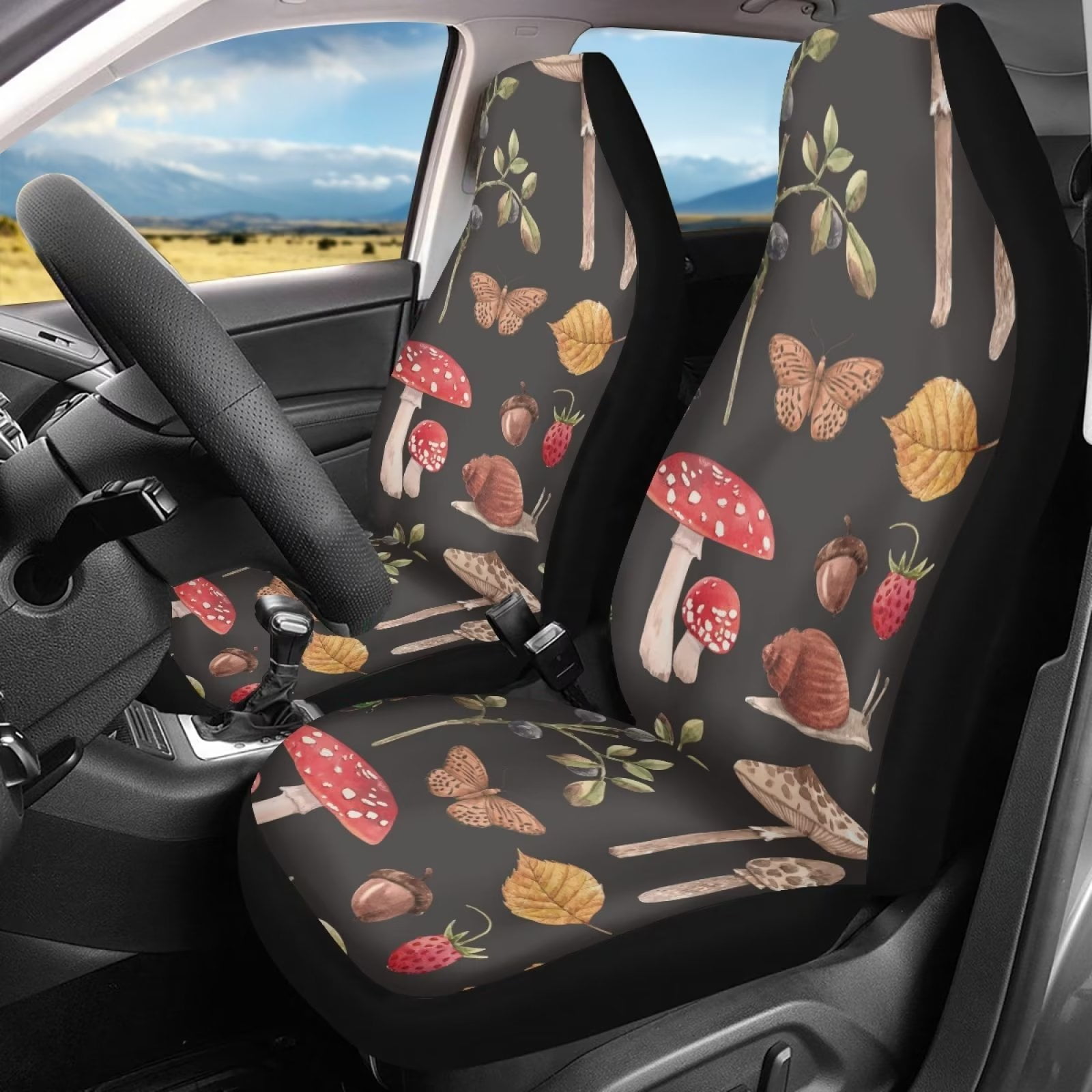 FKELYI Vintage Boho Mandala Floral Front Car Seat Covers for Women