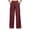 Burgundy, variant on Womens Palazzo Pants Solid Elastic Waist Insert Diagonally Pockets Wide Leg Pants Loose Waist Belt Trousers for Everyday Lounge Beige