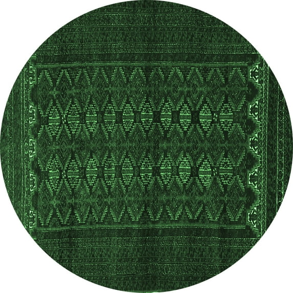 Ahgly Company Indoor Round Persian Emerald Green Traditional Area Rugs, 7' Round