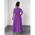 thumbnail image 2 of Elegant Purple A-Line Maxi Dress With Sheer Puff Sleeves And Bow Neck For Spring Summer Autumn, 2 of 7