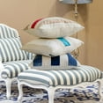 thumbnail image 5 of Decorative Blue 20"x20" (50x50 cm) Pillow Covers, Velvet & Linen Patchwork Throw Pillows For Sofa, Striped Pattern Modern Style - Velvet Band Turquoise, 5 of 5