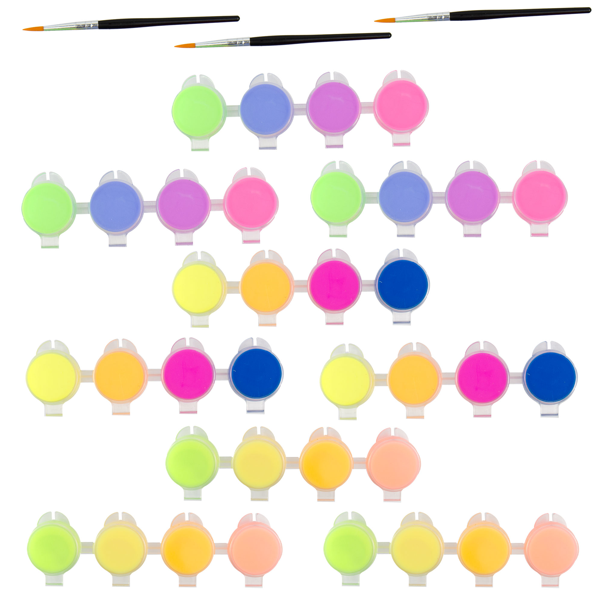 Hello Hobby Neon Glow-in-the-Dark Paints & Paintbrush, 3-Pack