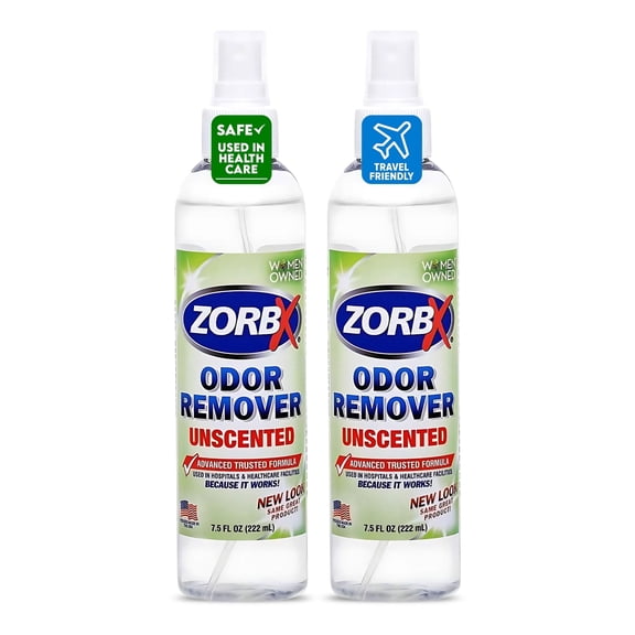 ZORBX Unscented Odor Eliminator Spray for Hospitals & Healthcare Deodorizer for Pets & Home (7.5 Fl oz x 2)