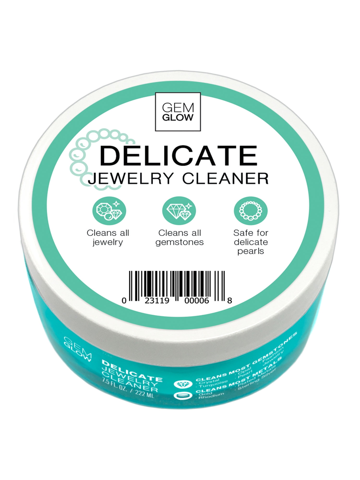 Gem Glow Delicate Jewelry Cleaner for All Jewelry Types, 7.5 fl oz, inc  Jewelry dipping basket and touch-up brush 