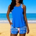 thumbnail image 2 of Women's 4th of July Tankini Swimsuit with Built-in Bra, Americans Flags Print Racerback Tank Top and Shorts with Pockets, Modest Bathing Suit, 2 of 7