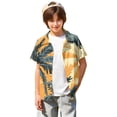 thumbnail image 3 of Abcomgle Hawaii Shirts for Boys Button Down Short Sleeve Boys Summer Shirts Cartoon Palm Tree Print Vacation Boys Dress Shirt,Earthy Yellow,5-6Years, 3 of 5