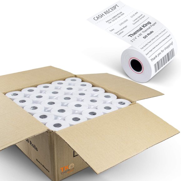 TK Thermal King, 2-1/4" x 85' Thermal Paper Cash Register POS Receipt Paper (50 rolls/Case x 1)