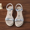 thumbnail image 6 of Abomasnow Women Sandals Walking Flats Summer Beach Sandals Arch Support Casual Dressy Shoes for Women Elastic Ankle Strap Jeweled Bohemian Shoes, 6 of 9