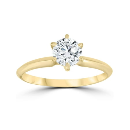 14k Yellow Gold 3/4ct Round Solitaire Diamond Engagement Ring Jewelry
