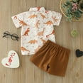 thumbnail image 4 of Toddler Boys Valentine's Day Short Sleeve Cartoon Dinosaur Prints T Shirt Tops Shorts Child Gentleman Outfits, 4 of 7