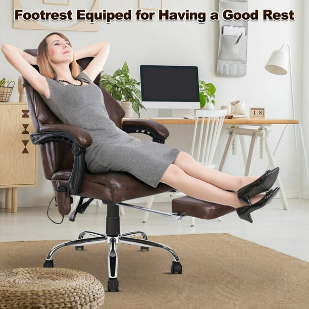 NOBLEMOOD Kneading Massage Office Chair Heated Executive Office Chair with Reclining Backrest Footrest Walmart Business Supplies