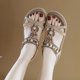 thumbnail image 3 of Zapatos Verano Sandalias Planas Cómodas Flores Diamantes Imitación Bohemias para Mujer, 3 of 9