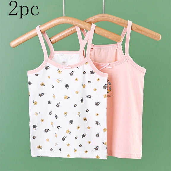 YHAJDS Baby Girls Tank Top 2 Pack Floral Print Sleeveless Round Neck Soft Cotton Summer Vest