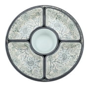 Better Homes & Garden Bamboo Melamine Chip and Dip Serving Tray, Botanical and Linen Print