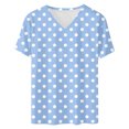 thumbnail image 5 of JSheng Summer Plus Size Womens T-Shirts Women's Oversized V-neck Short Sleeve Polka Dot Casual Loose Tops Sky Blue XXXXXL, 5 of 5