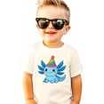 thumbnail image 2 of Cute Axolotl Birthday Shirt for Boys and Girls Kawaii Party Hat Graphic Tee for Kids and Toddlers Natural Shirt Youth Large, 2 of 8