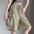 thumbnail image 6 of LWavelet Women's Side Drawstring Cargo Shorts Loose Fit Casual Summer Shorts for Outdoor Daily Khaki XL, 6 of 7