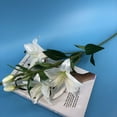 thumbnail image 3 of Manunclaims 1 Pcs Long Stem Artificial Lilies Flowers Fake Silk Full Bloom Lily for Home Table Centerpieces Arrangement Wedding DIY Decoration, 6 Heads/Branch, 3 of 8