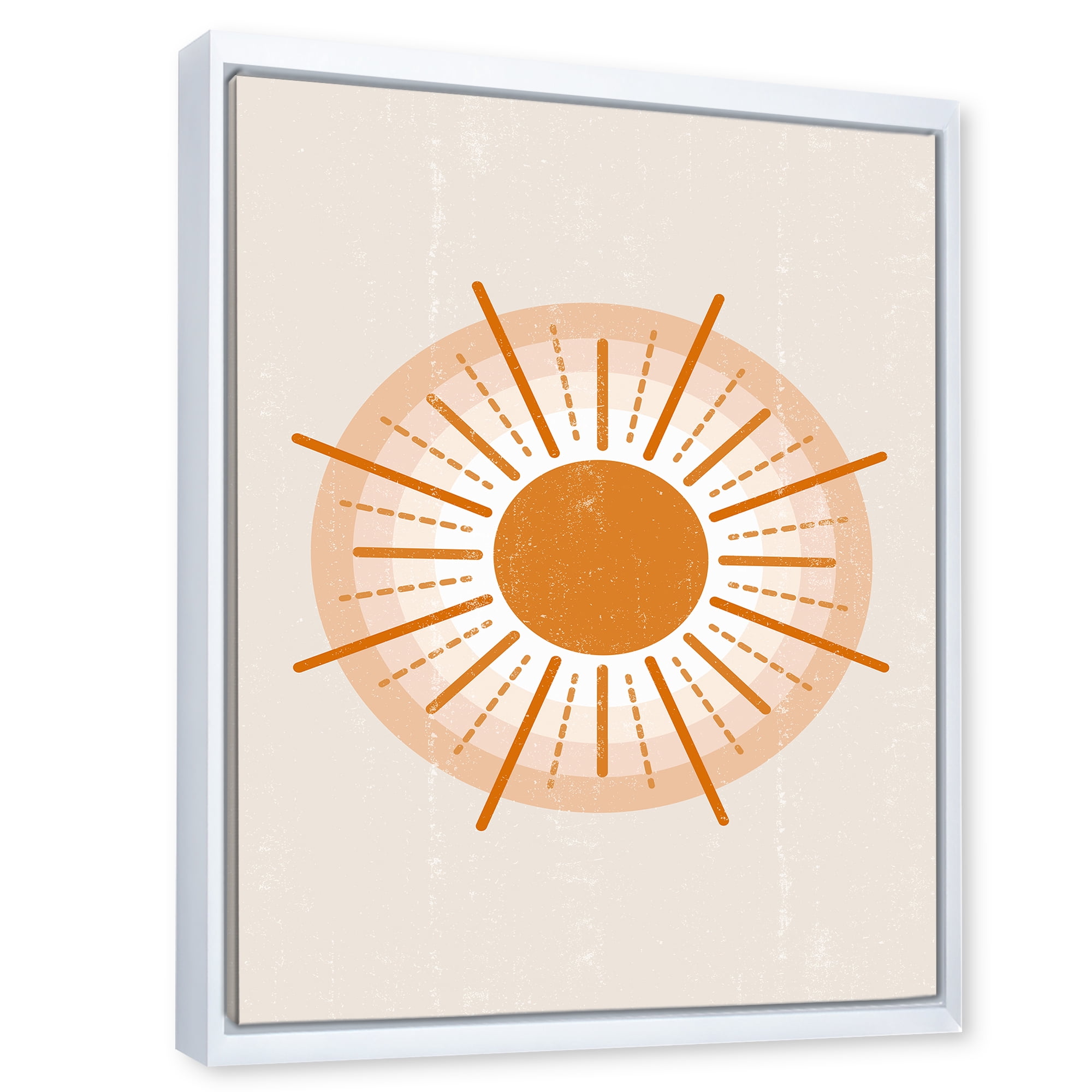 Designart 'Orange Radiant Sun II' Modern Framed Canvas Wall Art Print