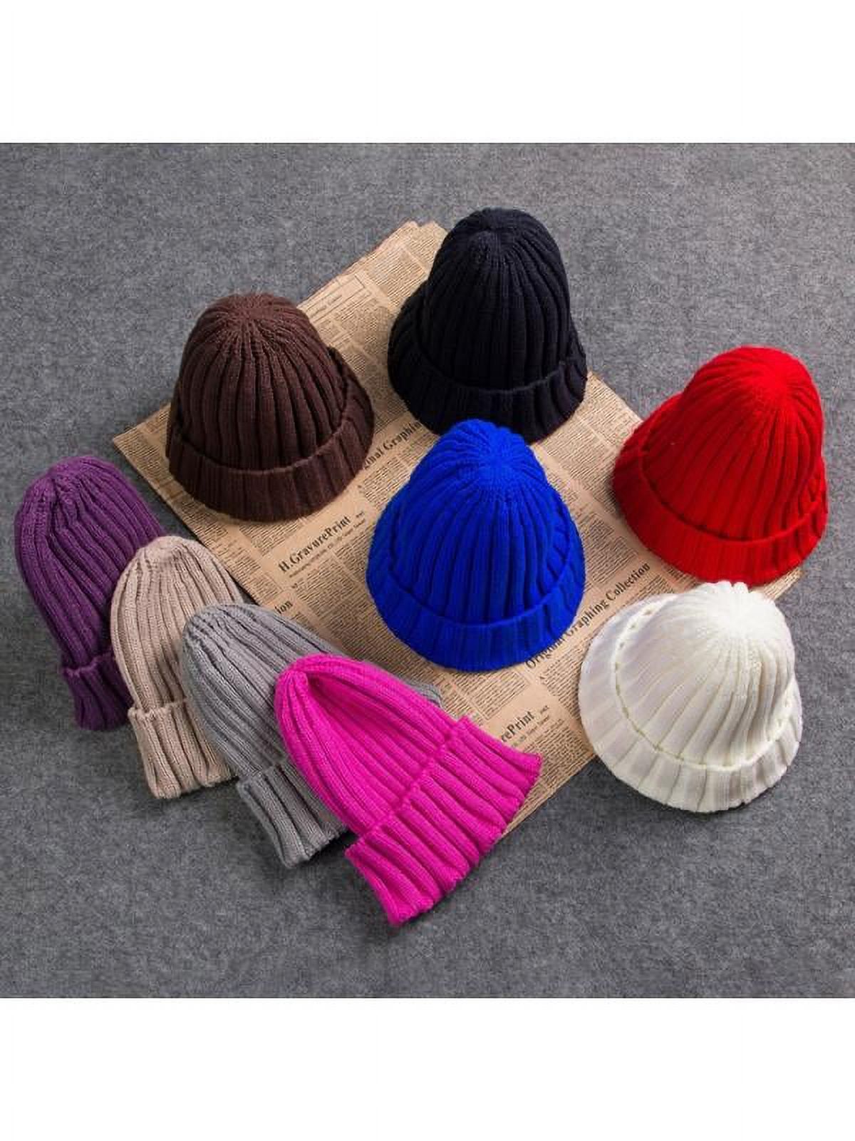 Ropalia Fashion Women Men Winter Knitted Beanies Cap Ski Hat Warm Crochet Knit Cap Hip-Hop Plain Hat - image 4 of 5