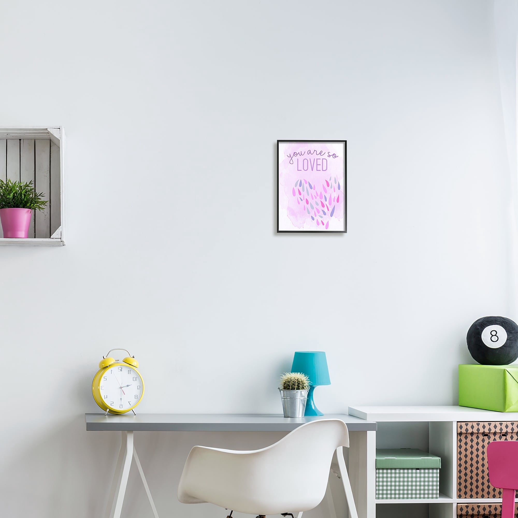Stupell Industries You Are So Loved Purple Heart Inspirational Painting White Framed Art Print Wall Art