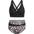 thumbnail image 3 of LAICAIW Womens Two Piece Swimsuits Wrap Front Bikini High Waisted Bottom Tummy Control Bathing Suits Vintage Print Swimwear, 3 of 7