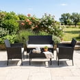 thumbnail image 2 of ELPOSUN Patio Furniture 4 Pieces Outdoor Wicker Rattan Chair Balcony Conversation Sets Porch Furniture Sectional Loveseat w Cushions and Table for Backyard Pool Garden (Black-Beige), 2 of 7