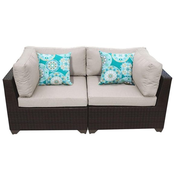 Afuera Living Outdoor Wicker Patio Loveseat in Beige